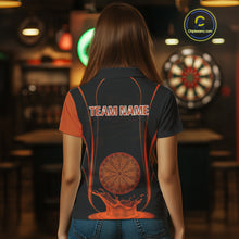 Load image into Gallery viewer, Orange Water Lightning Dartboard &amp; Fish Darts Shirt For Women - Custom Name &amp; Team NYN0618