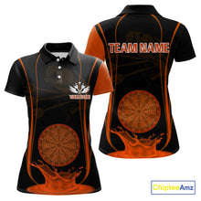 Load image into Gallery viewer, Orange Water Lightning Dartboard &amp; Fish Darts Shirt For Women - Custom Name &amp; Team NYN0618