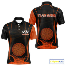 Load image into Gallery viewer, Orange Water Lightning Dartboard &amp; Fish Darts Shirt For Men - Custom Name &amp; Team NYN0618