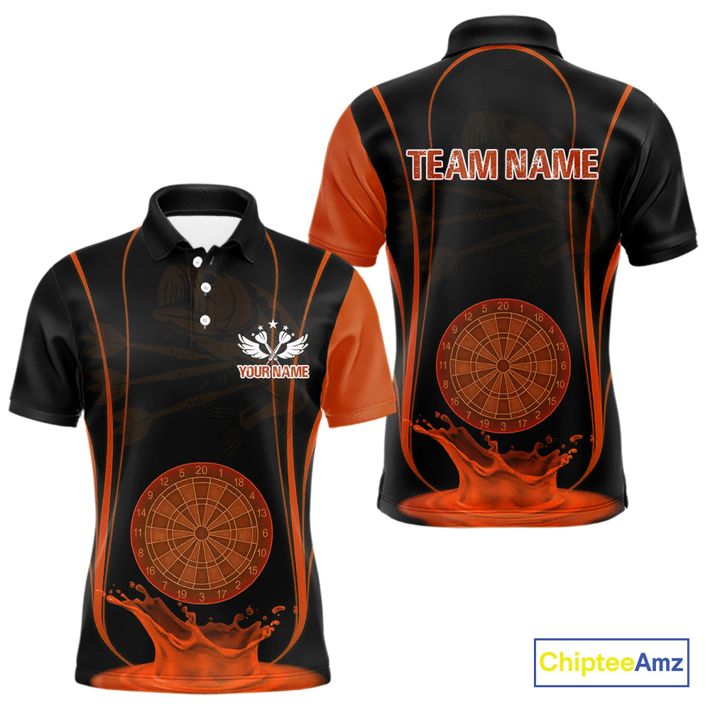 Orange Water Lightning Dartboard & Fish Darts Shirt For Men - Custom Name & Team NYN0618