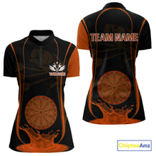 Load image into Gallery viewer, Orange Water Lightning Dartboard &amp; Fish Darts Shirt For Women - Custom Name &amp; Team NYN0618