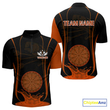 Load image into Gallery viewer, Orange Water Lightning Dartboard &amp; Fish Darts Shirt For Men - Custom Name &amp; Team NYN0618
