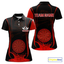 Load image into Gallery viewer, Red Water Lightning Dartboard &amp; Fish Darts Shirt For Women - Custom Name &amp; Team NYN0619