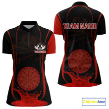 Load image into Gallery viewer, Red Water Lightning Dartboard &amp; Fish Darts Shirt For Women - Custom Name &amp; Team NYN0619
