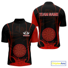 Load image into Gallery viewer, Red Water Lightning Dartboard &amp; Fish Darts Shirt For Men - Custom Name &amp; Team NYN0619