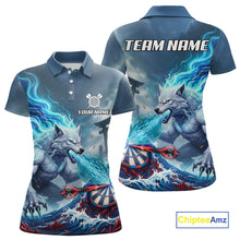 Load image into Gallery viewer, Custom Red &amp; Blue Flames Wolf Dartboard Dart Women Polo Jerseys Outfits Dart Team Shirts NYN1751