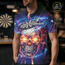 Load image into Gallery viewer, Custom Neon Skull Dartboard Colorful Lightning Dart Men Polo Jerseys Dart Team Shirts NYN1753