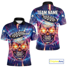 Load image into Gallery viewer, Custom Neon Skull Dartboard Colorful Lightning Dart Men Polo Jerseys Dart Team Shirts NYN1753