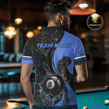 Load image into Gallery viewer, Blue Watering 8 Ball Pool Billiard Shirts For Men Custom Broken Glass Billiard Team Jersey NYN3136