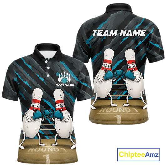 Space Alien Men's Bowling Polo Shirt, Personalized Galaxy Bowling League Jersey, UFO Athletic Apparel