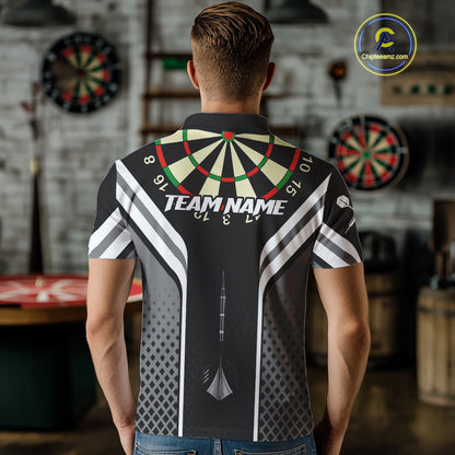 Black Darts Arrow Hit The Bullseye Darts Shirt For Men - Custom Team & Player Name NYN0361