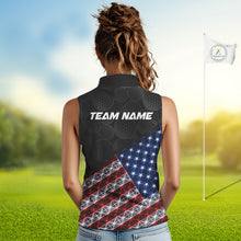 Load image into Gallery viewer, Womens Lightning US Flag Golf Polo Shirts Custom Black Golf Ball America 250Th Golf Shirt NYN3328