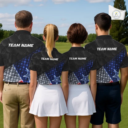 Mens Lightning Texas Flag Golf Polo Shirts Custom Black Golf Ball America Golf Shirt NYN3329