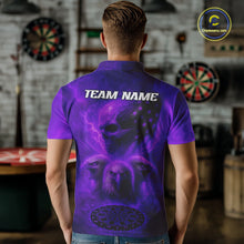 Load image into Gallery viewer, Personalized Flame Dart Shirt Custom Purple Patriotic Dartboard Dart Jerseys For Men NYN1227