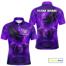 Load image into Gallery viewer, Personalized Flame Dart Shirt Custom Purple Patriotic Dartboard Dart Jerseys For Men NYN1227
