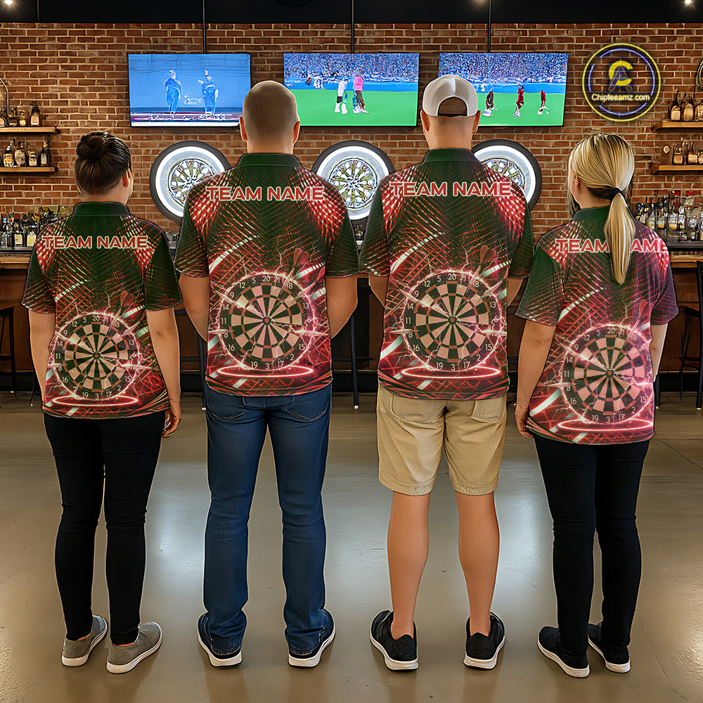 Black And Red Stripes Light Dartboard Custom Darts Quarter-Zip Shirts Women Dart Team Jerseys NYN2276