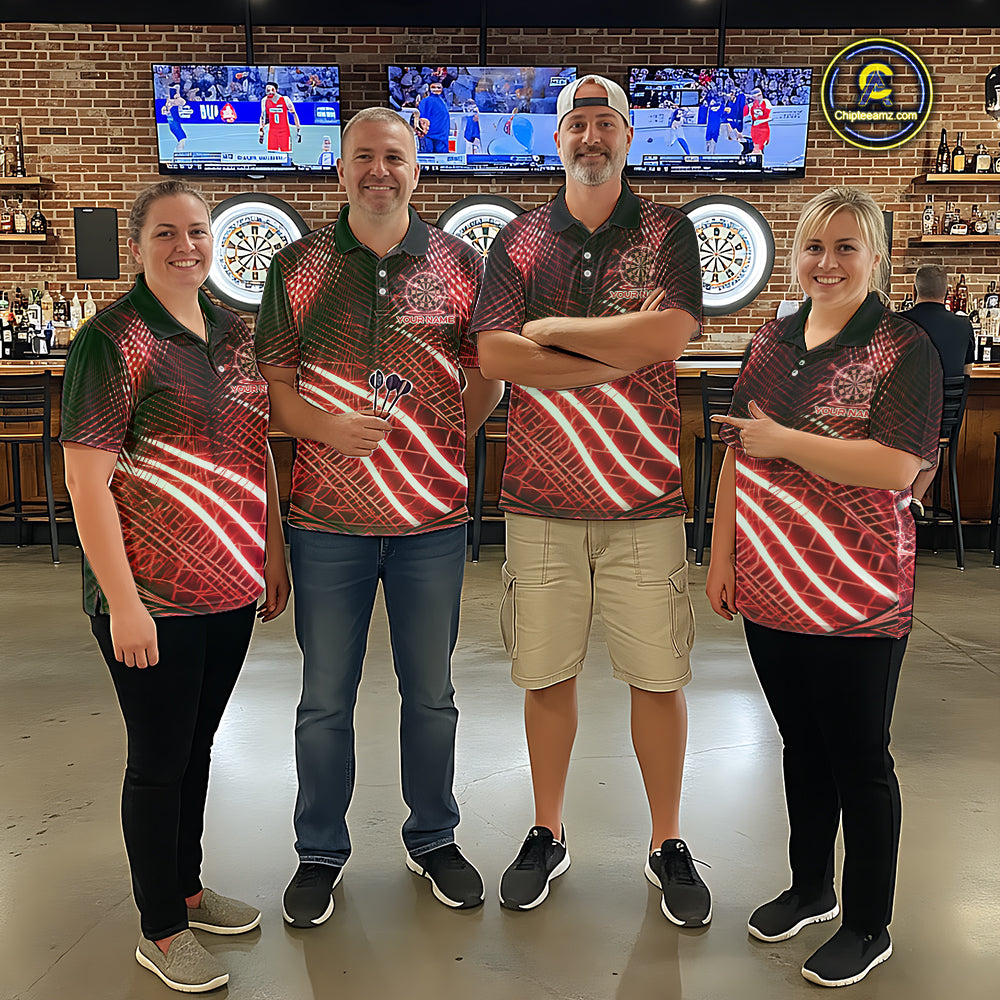 Black And Red Stripes Light Dartboard Custom Darts Quarter-Zip Shirts Women Dart Team Jerseys NYN2276