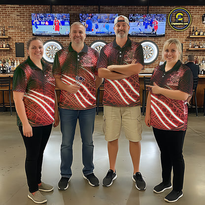 Black And Red Stripes Light Dartboard Custom Darts Quarter-Zip Shirts Women Dart Team Jerseys NYN2276
