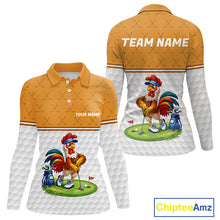 Load image into Gallery viewer, Personalized Funny Angry Rooster Golfer Womens Golf Polo Shirts Custom Clothes Golf Gifts NYN3152