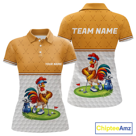 Personalized Funny Angry Rooster Golfer Womens Golf Polo Shirts Custom Clothes Golf Gifts NYN3152