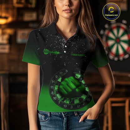 Dynamic Verdant Fist Artwork Darts Shirt For Women - Custom Team Name - Darts Jersey NYN0368