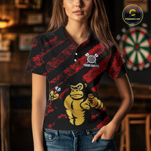 Load image into Gallery viewer, Custom Black And Red Gorilla Funny Dart Polo Shirt For Women Outfits Grunge Dart Jerseys NYN1525