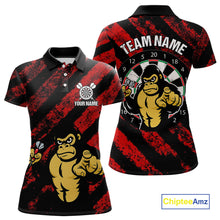 Load image into Gallery viewer, Custom Black And Red Gorilla Funny Dart Polo Shirt For Women Outfits Grunge Dart Jerseys NYN1525