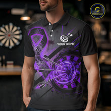 Load image into Gallery viewer, Lightning Purple Ribbon Dartboard Custom Breast Cancer Awareness Darts Polo Shirt For Men NYN1804