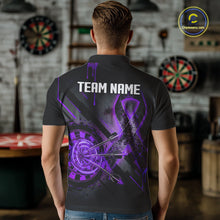 Load image into Gallery viewer, Lightning Purple Ribbon Dartboard Custom Breast Cancer Awareness Darts Polo Shirt For Men NYN1804