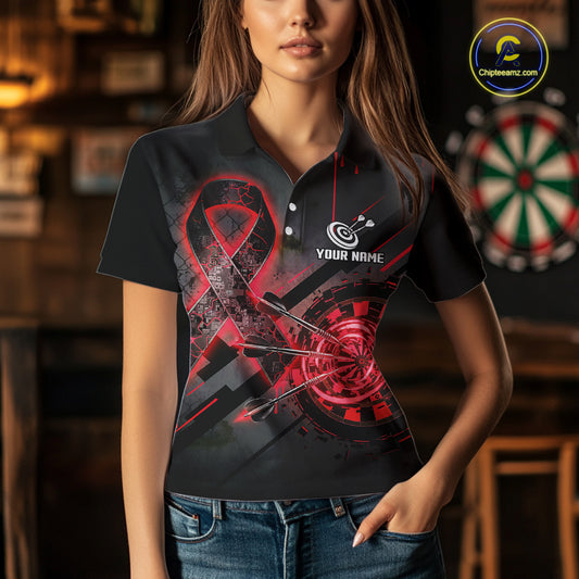 Lightning Red Ribbon Dartboard Custom Lightning Dartboard Darts Polo Shirt For Women NYN1805