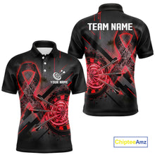Load image into Gallery viewer, Lightning Red Ribbon Dartboard Custom Breast Cancer Awareness Darts Polo Shirt For Men NYN1805