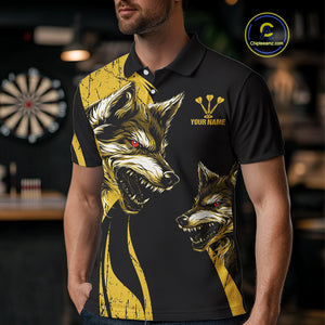 Custom Yellow Wolfs Dartboards Grunge Dart Shirts For Men, Dart Team Jerseys NYN0043