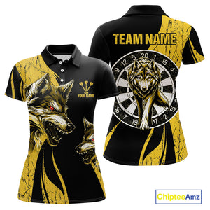 Custom Yellow Wolfs Dartboards Grunge Dart Shirts For Women, Dart Team Jerseys NYN0043