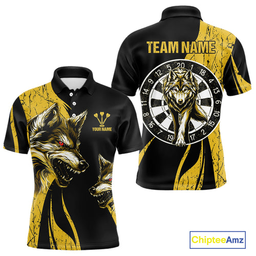 Custom Yellow Wolfs Dartboards Grunge Dart Shirts For Men, Dart Team Jerseys NYN0043