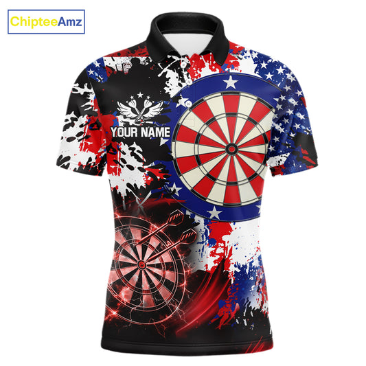 Personalized Patriotic Grunge Darts Polo & 1/4-Zip Shirt For Men Thunder Dart Team Jerseys NYN2954