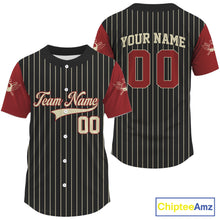 Load image into Gallery viewer, Custom Red-Black Pinstripe Baseball Jersey For Men Youth Baseball Jersey Personalized NYN1254