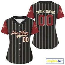 Load image into Gallery viewer, Custom Red-Black Pinstripe Baseball Jersey For Women Youth Baseball Jersey Personalized NYN1254