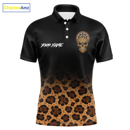 Brown Skull & Dartboard Leopard Pattern Darts Polo Shirts For Men Darts Team Jerseys NYN2755