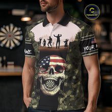 Load image into Gallery viewer, Camo US Flag Skull Skeleton Silhouette Dart Shirts For Men, Custom Dart Jerseys NYN0046