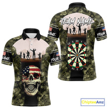 Load image into Gallery viewer, Camo US Flag Skull Skeleton Silhouette Dart Shirts For Men, Custom Dart Jerseys NYN0046