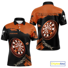 Load image into Gallery viewer, Personalized Orange Dartboard Arrow Polo &amp; 1/4 Shirts For Men, Dart Team Jerseys NYN0052
