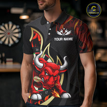 Load image into Gallery viewer, Personalized Bull Red Flames Darts Polo &amp; 1/4-Zip Shirt For Men Funny Dart Team Dart Jerseys NYN2962