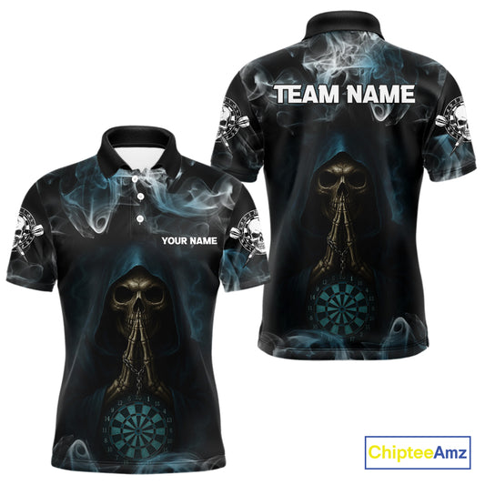 The Reaper & Dartboard Smoke Pattern Darts Team Shirt For Men – Customizable Name NYN0390