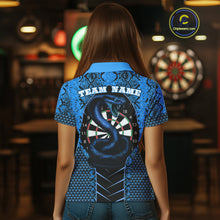 Load image into Gallery viewer, Custom Black And Blue Snake Pattern Cobra Dart Women Polo Shirt, Dart Jerseys NYN1550