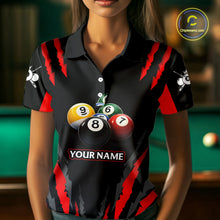 Load image into Gallery viewer, Black &amp; Red Women's Billiard Ball Shirts Personalized Crown 8 Ball Billiard Team Attire NYN2330
