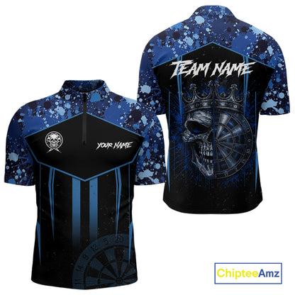 Crown Skull Splatter Paint Dartboard Darts Shirt For Men Custom Blue Splatter Dart Team Jerseys NYN3165