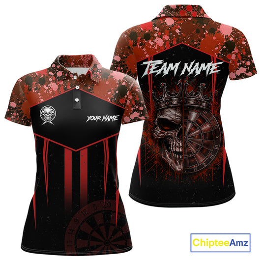 Crown Skull Splatter Paint Dartboard Darts Shirt For Women Custom Red Splatter Dart Team Jerseys NYN3166