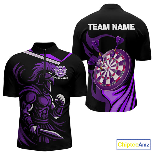 Custom Black And Purple Dartboard Warriors Darts Shirt For Men Outfits Dart Team Shirt NYN0397
