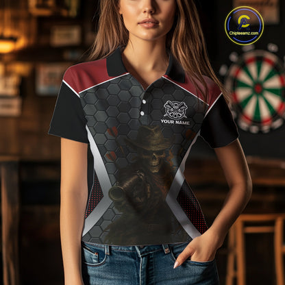 Skull Sheriff Shoots Darts Arrow Darts Shirt For Women - Customizable Name & Team NYN0400
