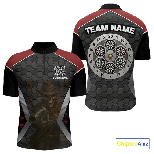 Skull Sheriff Shoots Darts Arrow Darts Shirt For Men - Customizable Name & Team NYN0400